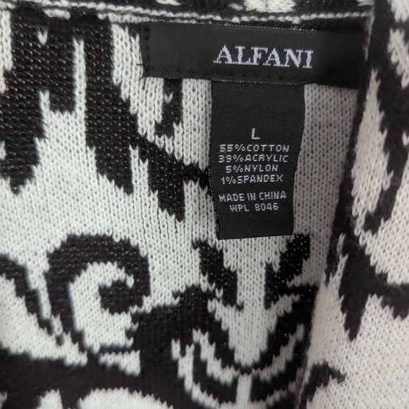 Elegant Vintage Alfani Geometric design Black & White Reversable Sweater/Jacket - Picture 2 of 16